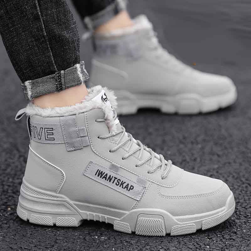 Chaussures de neige unisexes imperméables, avec lacets et fourrure pour garder les pieds au chaud en hiver.