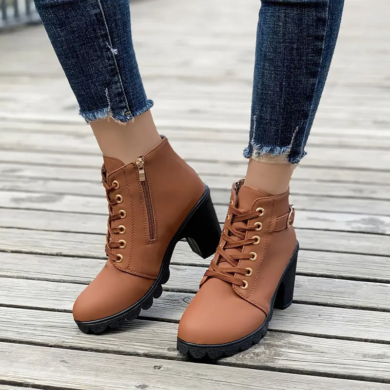 Bottes de cheville pour femmes à talons hauts, élégantes et confortables. Parfaites pour l'automne-hiver.