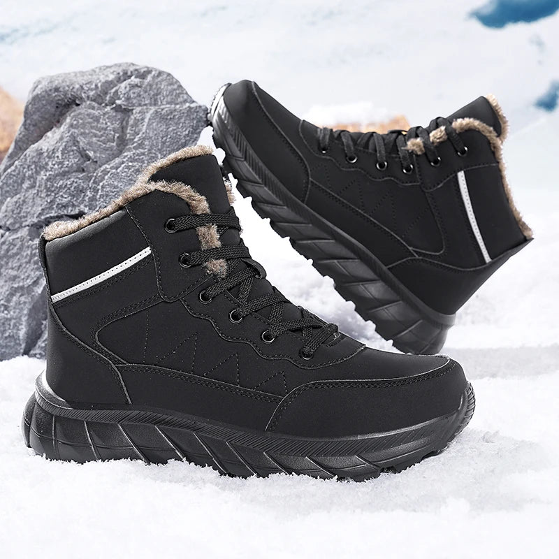 Bottes homme fourrées, assurant chaleur et protection contre le froid extrême lors d'activités extérieures hivernales.