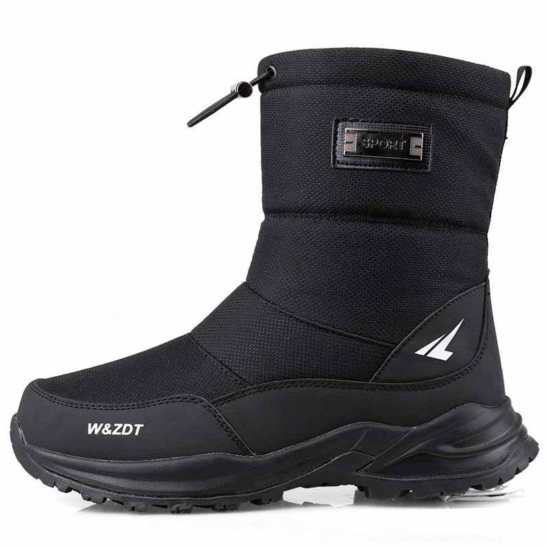 Bottes de neige homme fourrées, imperméables et antidérapantes, parfaites pour l'hiver et les activités extérieures.