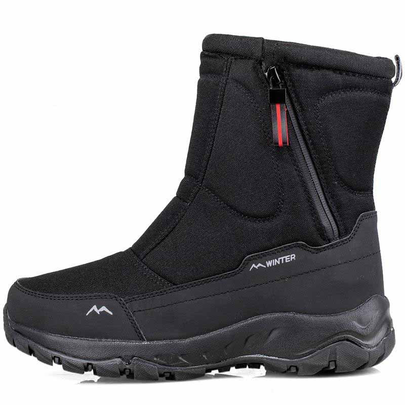 Confortables bottes d'hiver pour homme, résistantes à l'eau et antidérapantes, avec doublure fourrée pour le froid.