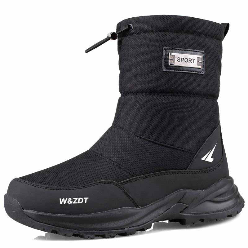Bottes homme résistantes pour la neige, imperméables, fourrées et avec une semelle crantée antidérapante.