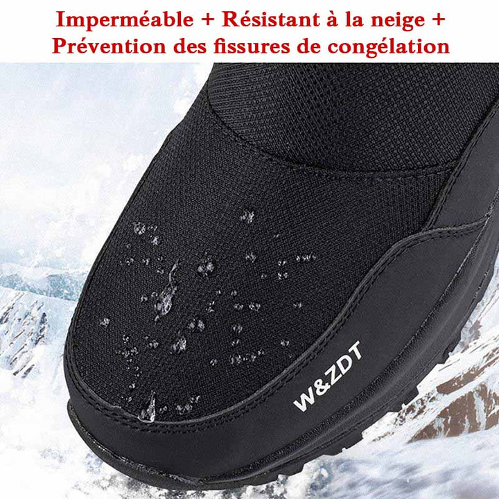 Bottes homme antidérapantes, conçues pour la montagne et les terrains glissants. Fourrure isolante pour la chaleur.