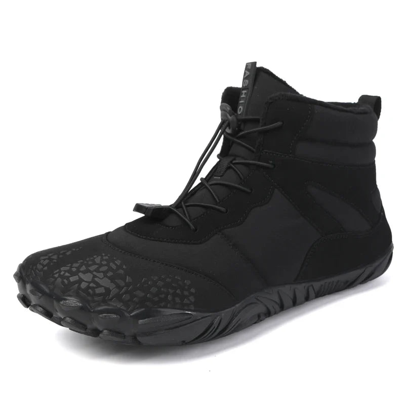 Bottes de neige pieds nus grises unisexes, chaudes et antidérapantes, conçues pour hommes et femmes.