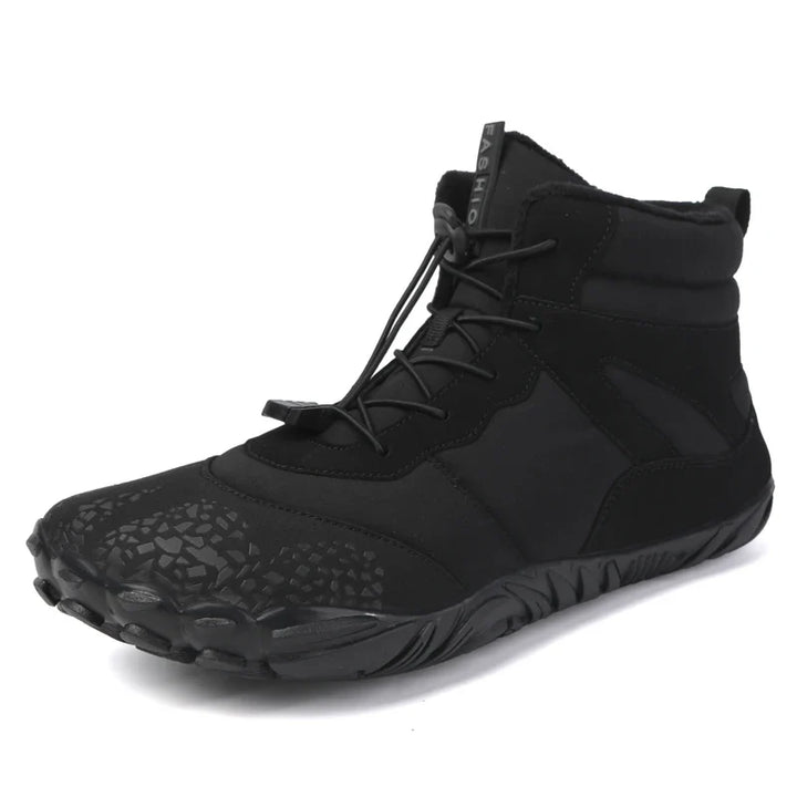 Bottes de neige pieds nus grises unisexes, chaudes et antidérapantes, conçues pour hommes et femmes.