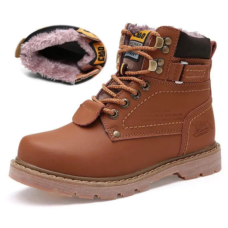 Bottes d'hiver à lacets, durables et chaudes, au design rétro tendance pour hommes et femmes.