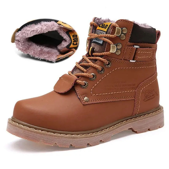 Bottes d'hiver à lacets, durables et chaudes, au design rétro tendance pour hommes et femmes.