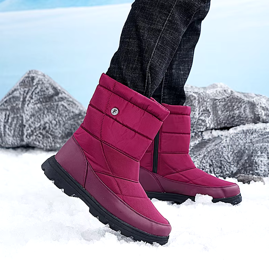 Bottes d'hiver pour marcher dans la neige, robustes, chaudes et antidérapantes pour une sécurité accrue.