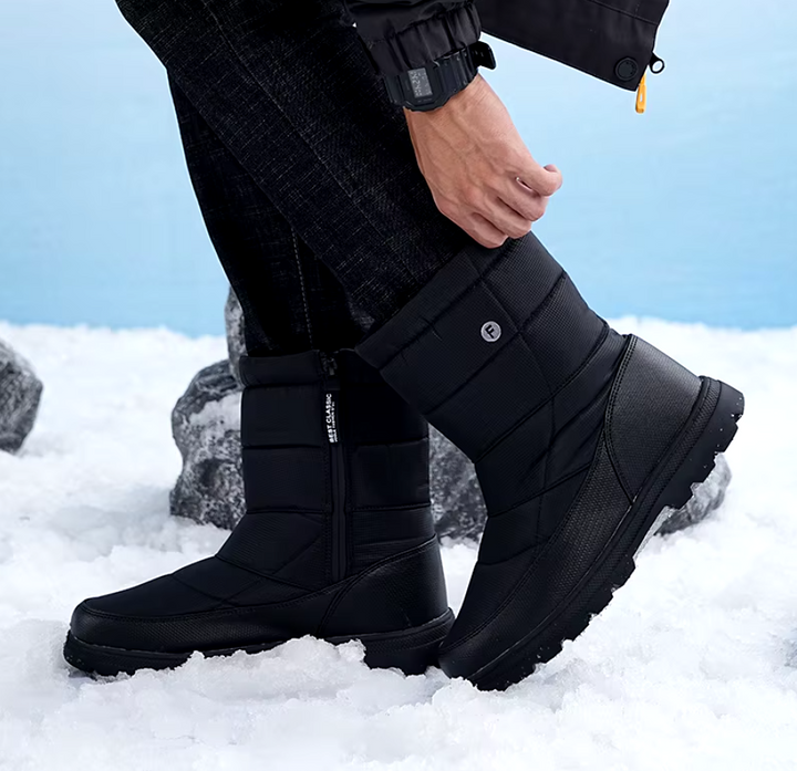 Bottes de neige hautes et chaudes, avec doublure en peluche, pour le froid et la protection contre la neige.