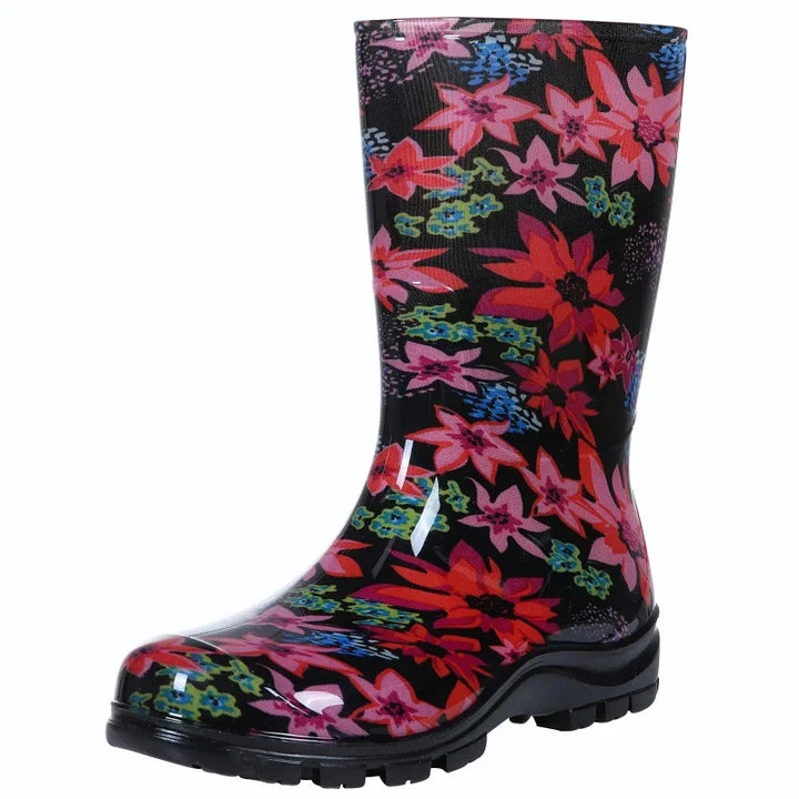 Bottes de pluie femme élégantes noires, imperméables et antidérapantes pour automne-hiver.