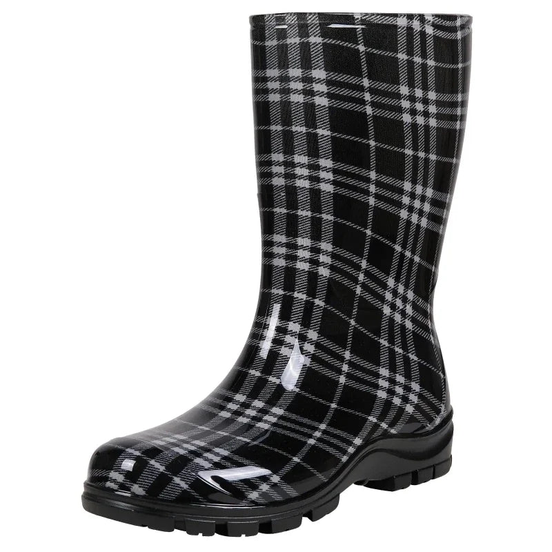 Bottes de pluie femme, modèle sophistiqué, allient imperméabilité, confort et style.