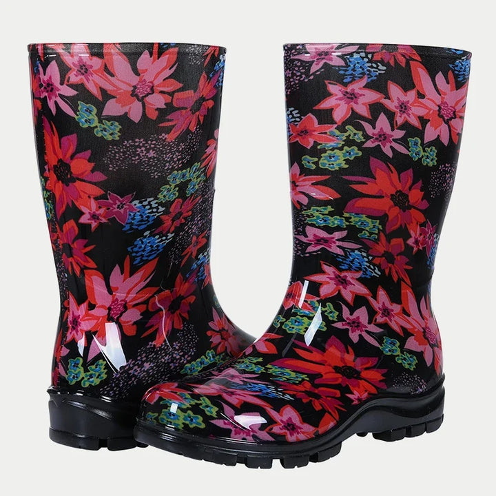 Chaussures bottes de pluie femme élégantes, antidérapantes, parfaites pour l'hiver pluvieux.