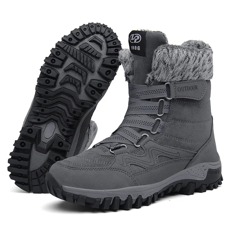 Bottes de randonnée hiver chaudes et imperméables unisexes, idéales pour la neige et le plein air.