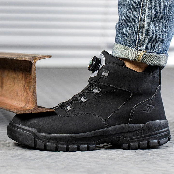 Vue latérale des bottes de sécurité imperméables, semelle antidérapante, anti-perforation pour homme/femme.
