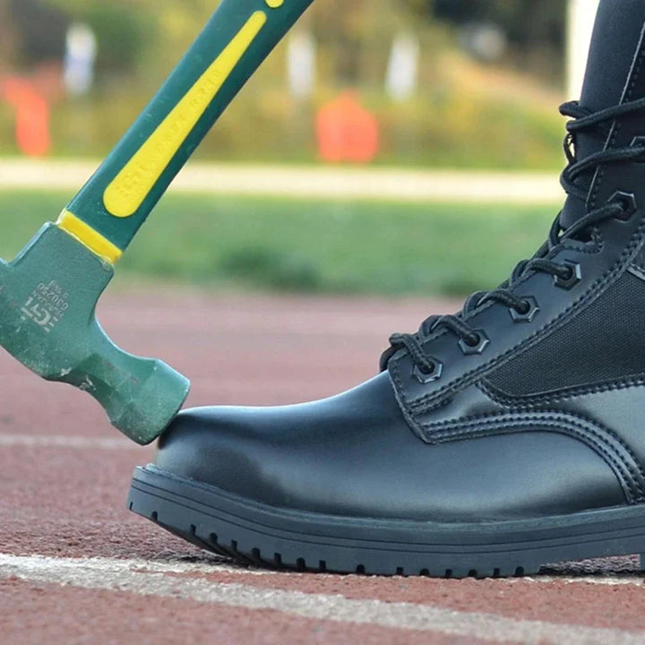 Chaussures de sécurité unisexe avec embout en acier. Protection robuste et antidérapante pour l'industrie.