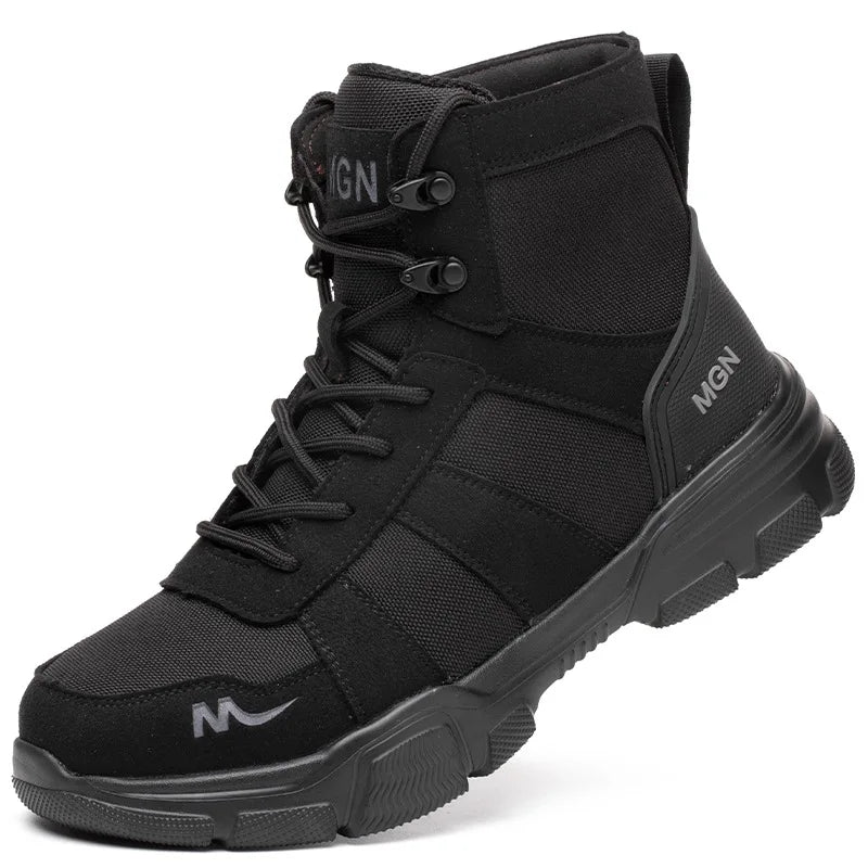 Bottes de sécurité unisexe confortables avec embout en acier. Idéales pour le travail et le chantier. Protection robuste.