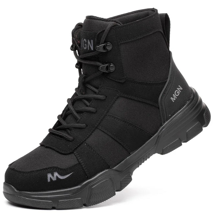 Bottes de sécurité unisexe confortables avec embout en acier. Idéales pour le travail et le chantier. Protection robuste.
