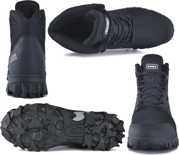 Paire de bottes de sécurité unisexe, imperméables et confortables, essentielles comme EPI pour le travail exigeant.