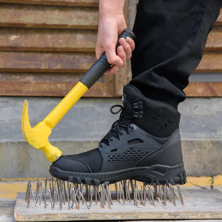 Bottes de sécurité unisexe, antidérapantes et imperméables, avec embout acier pour travail exigeant et protection.