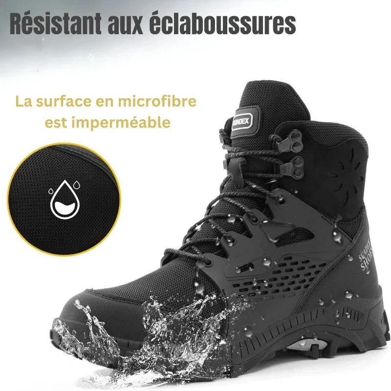 Chaussures de sécurité confortables et imperméables, protection optimale pour le travail sur chantier en toutes saisons.