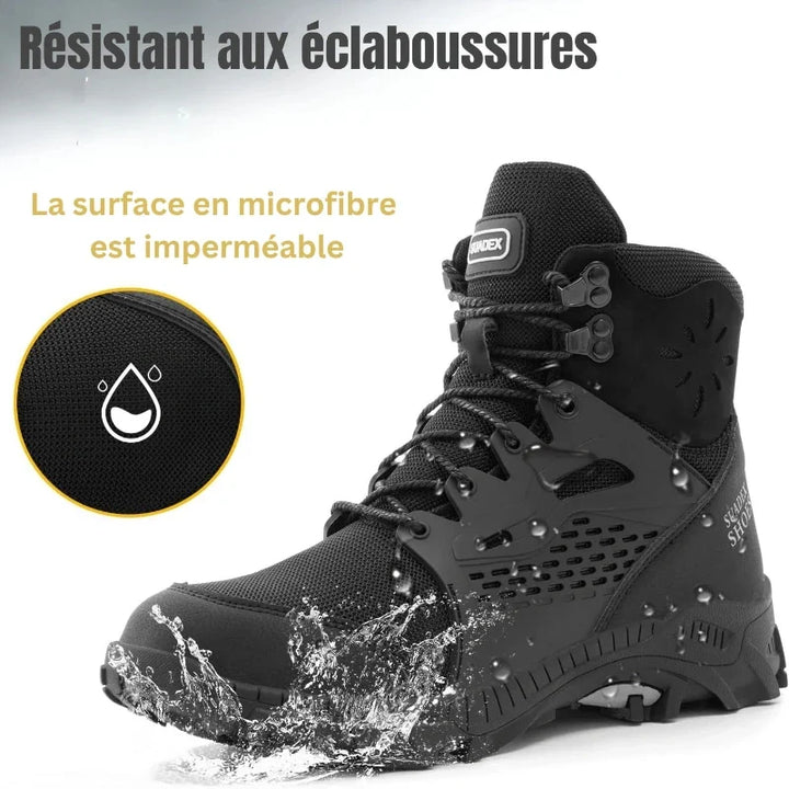 Chaussures de sécurité confortables et imperméables, protection optimale pour le travail sur chantier en toutes saisons.