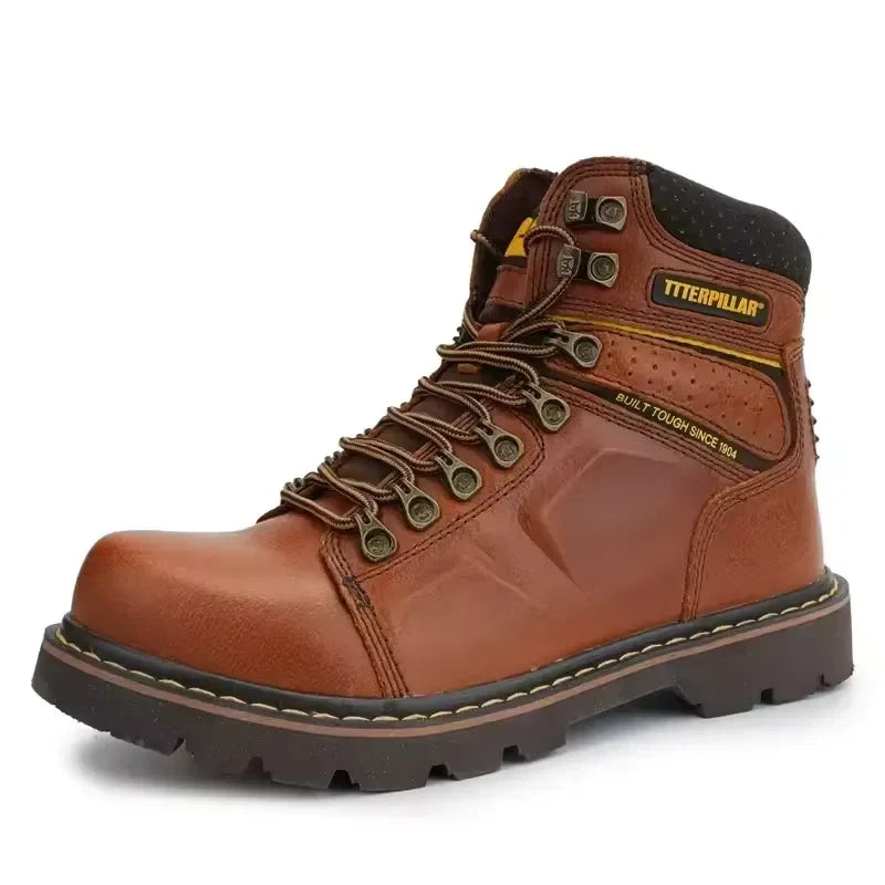Bottes de sécurité unisexe en cuir, robustes et confortables, avec protection anti-écrasement pour le travail.