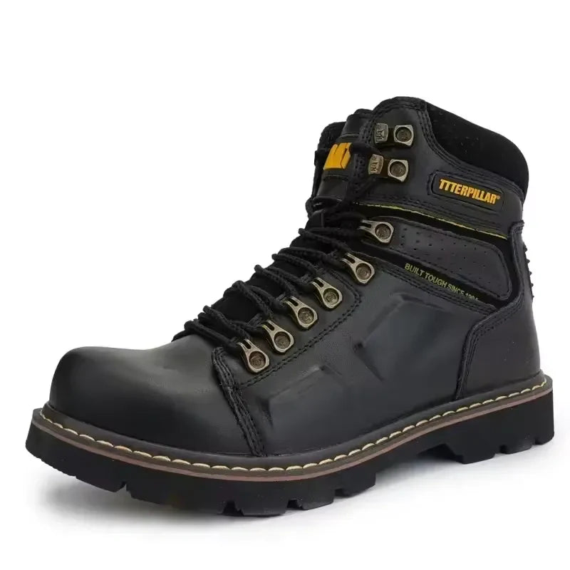 Bottes de sécurité unisexe en cuir, confortables, antidérapantes et anti-écrasement, idéales pour travail/randonnée.