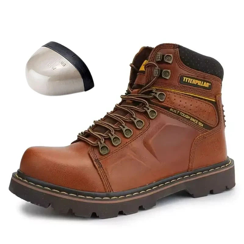 Chaussures de sécurité en cuir souple unisexe, offrant confort et protection antidérapante pour longues journées.