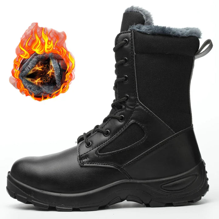 Bottes de sécurité hautes, embout acier, chaudes et imperméables, protection optimale pour l'hiver.
