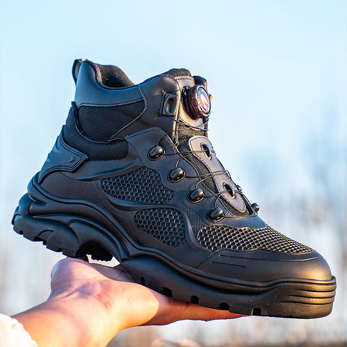 Bottes de protection antidérapantes sans lacets, confortables pour le travail, avec embout acier robuste.