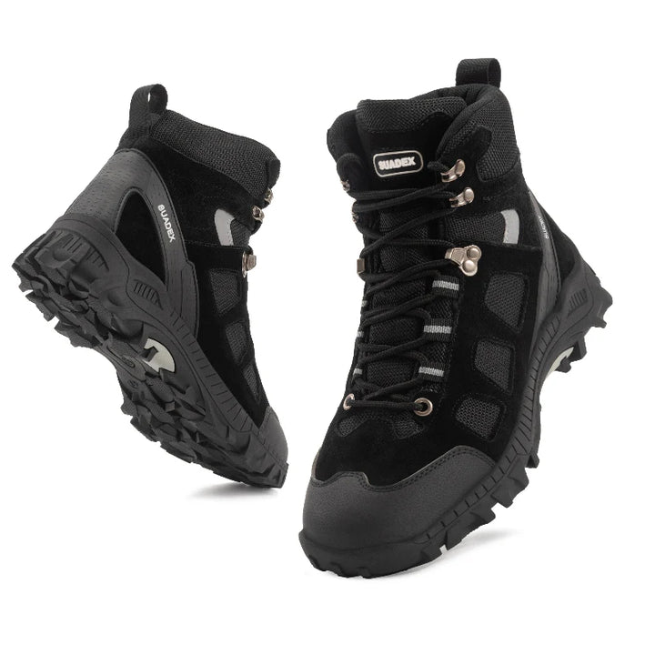 Bottes de sécurité professionnelles, robustes, avec embout acier et semelle antidérapante, idéales pour l'industrie.
