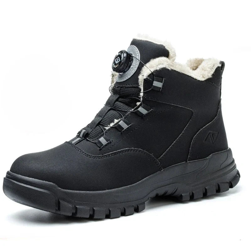Bottes de travail Parker fourrées, imperméables, pour homme/femme, avec bouton rotatif et embout acier.
