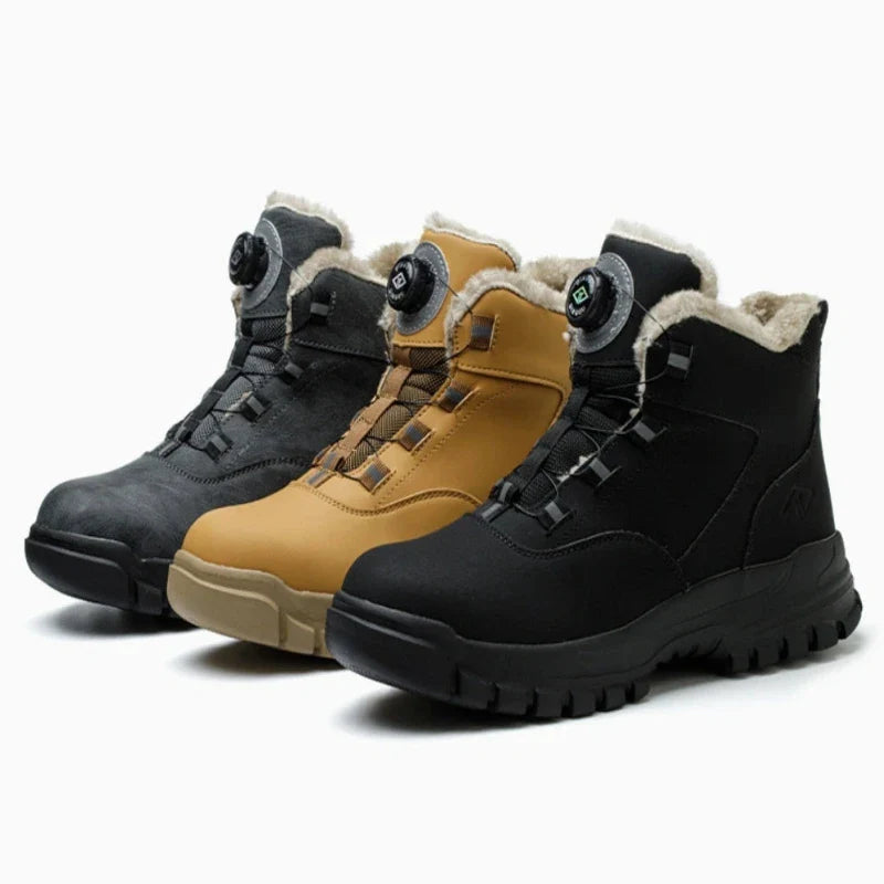 Bottes de travail fourrées, imperméables, antidérapantes, avec embout acier et bouton rotatif, homme/femme.