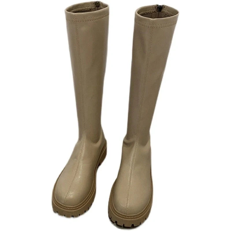 Bottes hiver femme, hautes et chaudes, style mode imperméable. Parfaites pour la neige et la pluie.