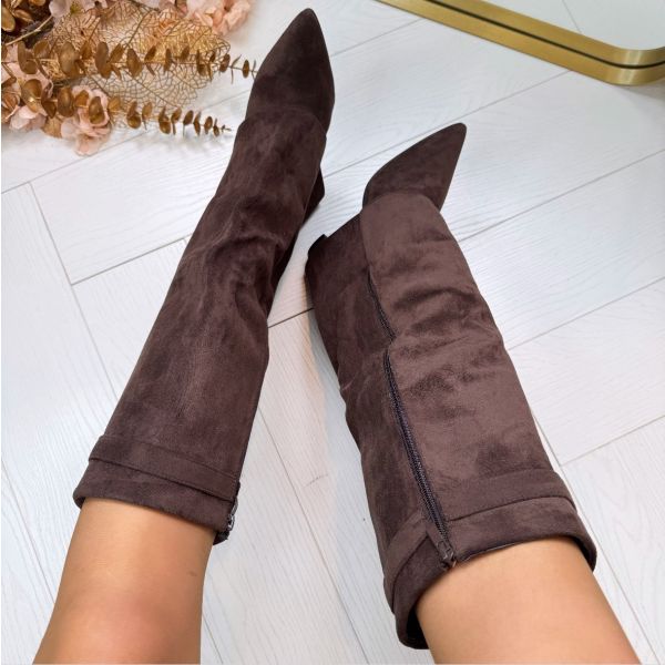 Bottes femme résistantes à talon bloc, hautes au genou. Confortables et élégantes pour usage quotidien.
