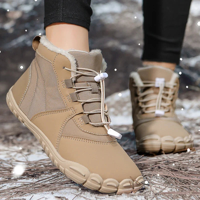 Confortables bottes hiver pieds nus, fourrées, idéales neige, antidérapantes, pour elle et lui.