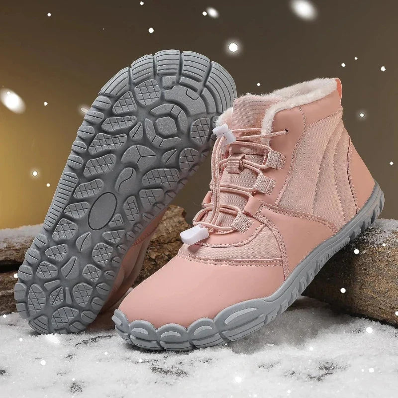 Bottes femme et homme, chaudes, imperméables, pieds nus, doublure fourrure, antidérapantes pour la neige.