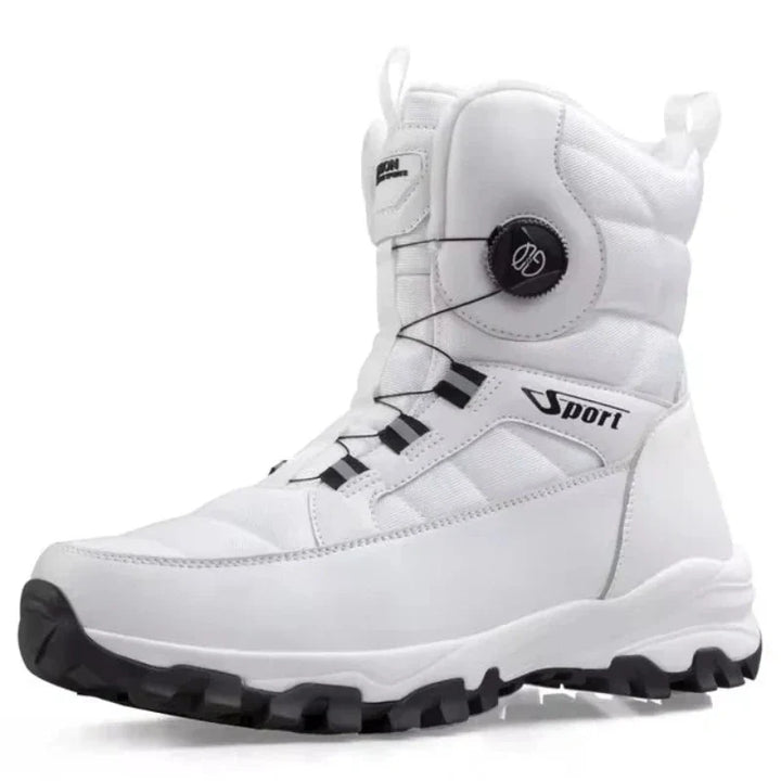Bottes hiver homme ultra-chaudes, imperméables, avec bouton rotatif pour un ajustement facile et rapide.