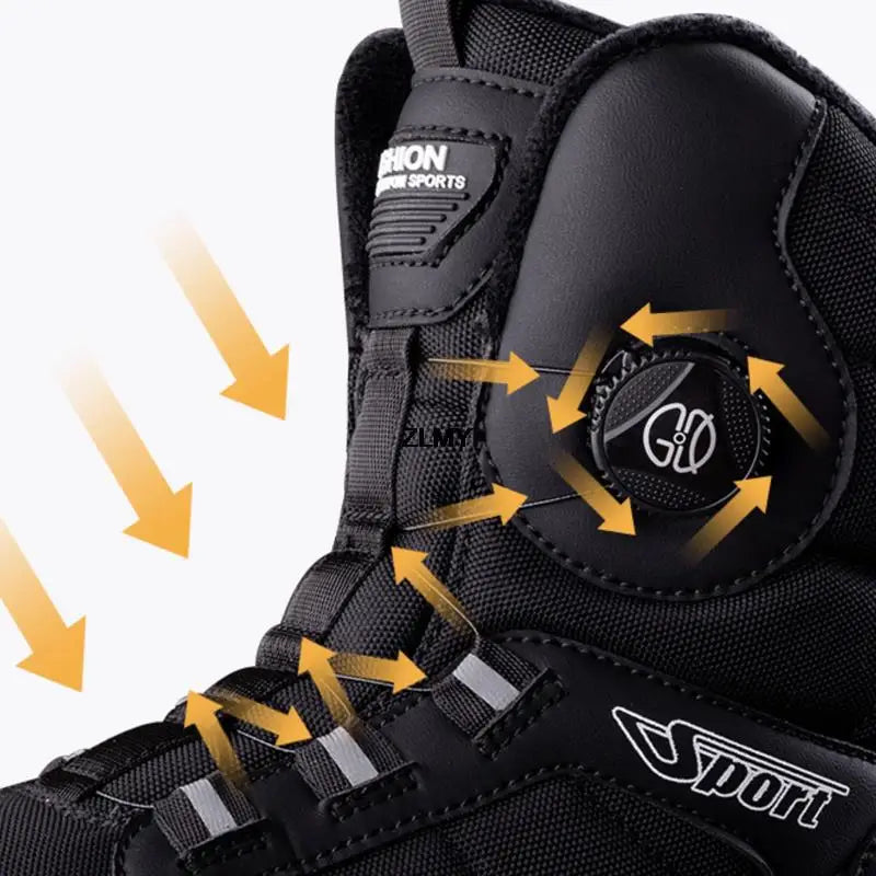 Bottes montantes homme chaudes avec système de bouton rotatif pour un maintien optimal et une isolation parfaite.