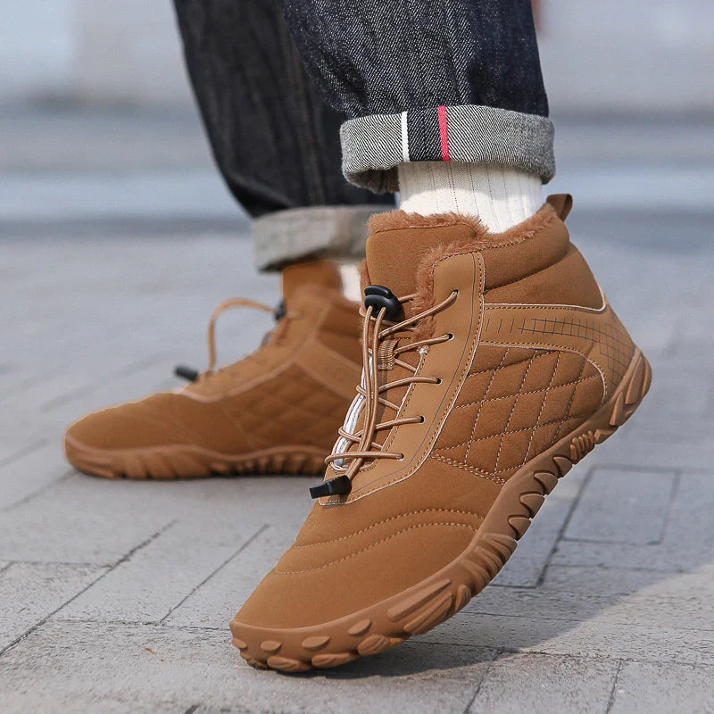 Bottines décontractées hommes, style pieds nus, chaudes et antidérapantes, parfaites pour l'hiver et la neige.