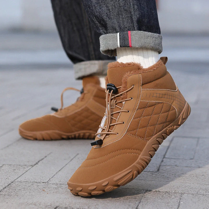 Bottines décontractées hommes, style pieds nus, chaudes et antidérapantes, parfaites pour l'hiver et la neige.