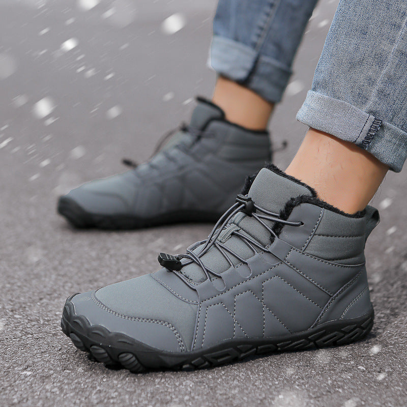 Bottes hivernales unisexe avec doublure fourrure, imperméables et chaudes, offrant une sensation pieds nus.