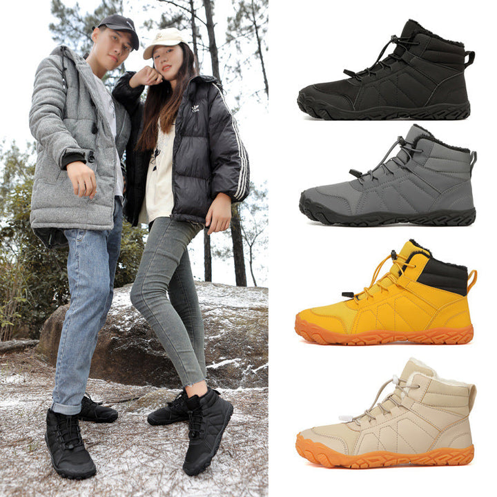 Bottes unisexe pieds nus polyvalentes, chaudes, imperméables, parfaites pour la neige et le froid hivernal.
