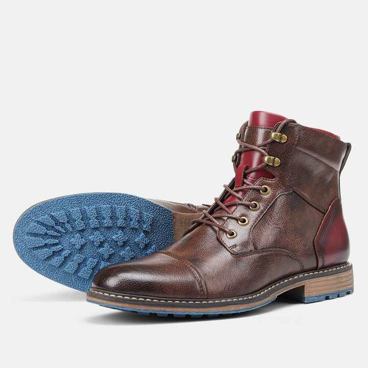Bottes homme en cuir, style Oxford.  Design élégant et classique, pour un look raffiné.