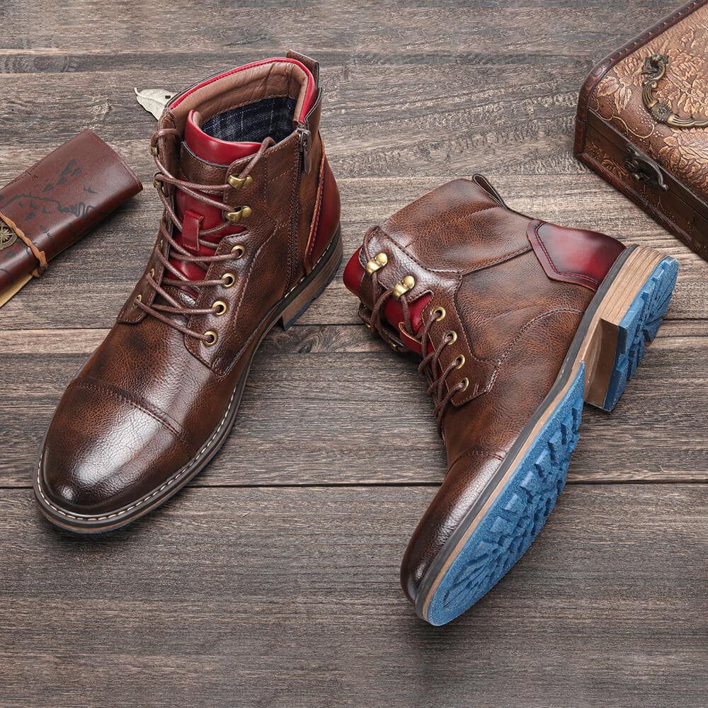 Bottes homme en cuir, style Oxford.  Design élégant et classique, pour un look raffiné.