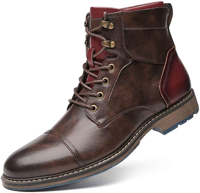 Bottes homme en cuir, style Oxford.  Design élégant et classique, pour un look raffiné.