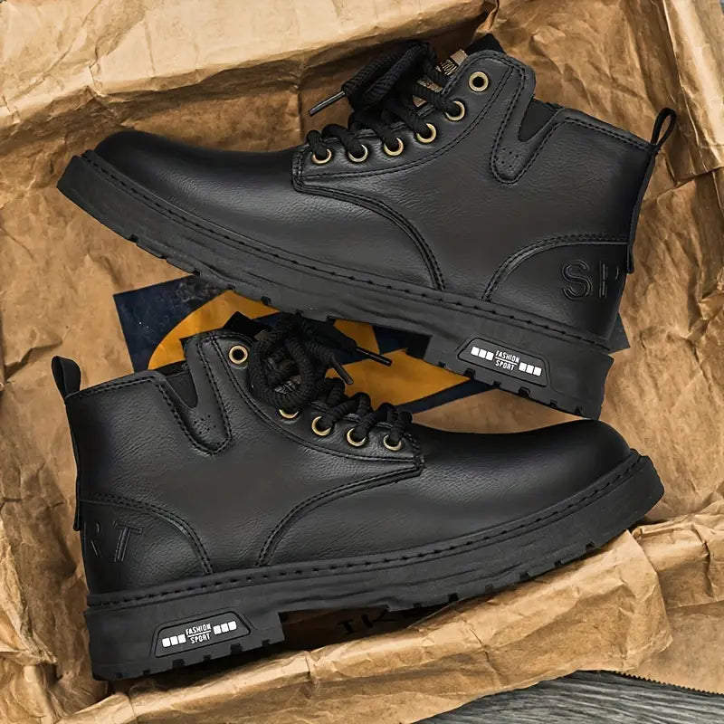 Bottes homme marron robustes, imperméables et confortables, idéales pour les sentiers et la vie urbaine.