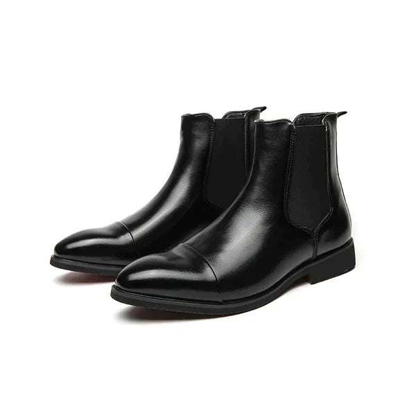 Bottines rouges élégantes, un essentiel de la mode masculine moderne et raffinée.