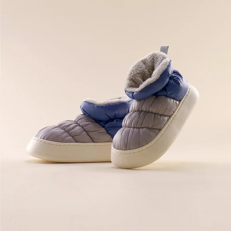 Bottes d'hiver fourrées, imperméables et confortables, conçues pour hommes et femmes.