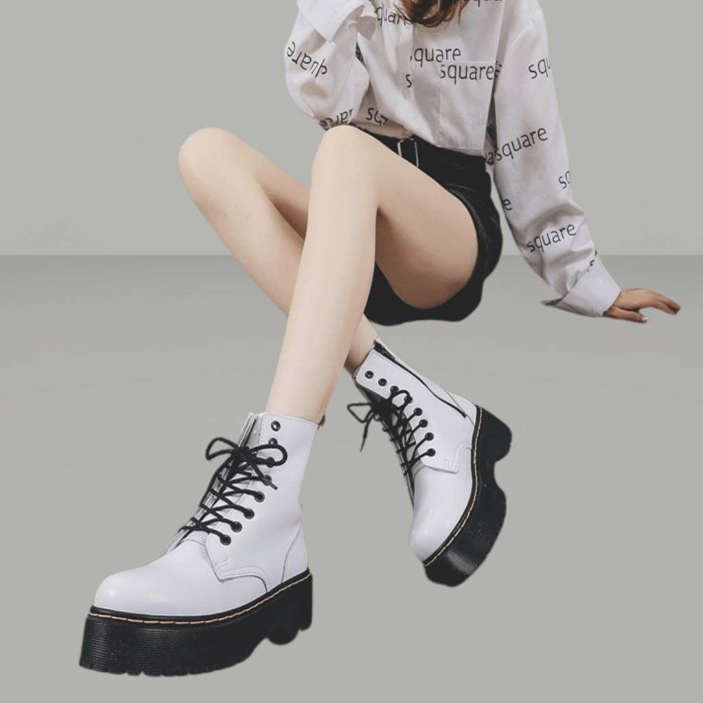 Bottes blanches féminines, style moderne, chaussures confortables pour l'automne et l'hiver.